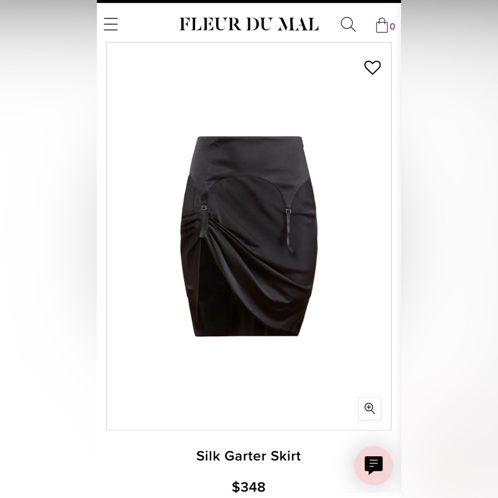 Fleur du Mal SIZE 4 silk black high rise asymmetrical garter skirt - Picture 2 of 9